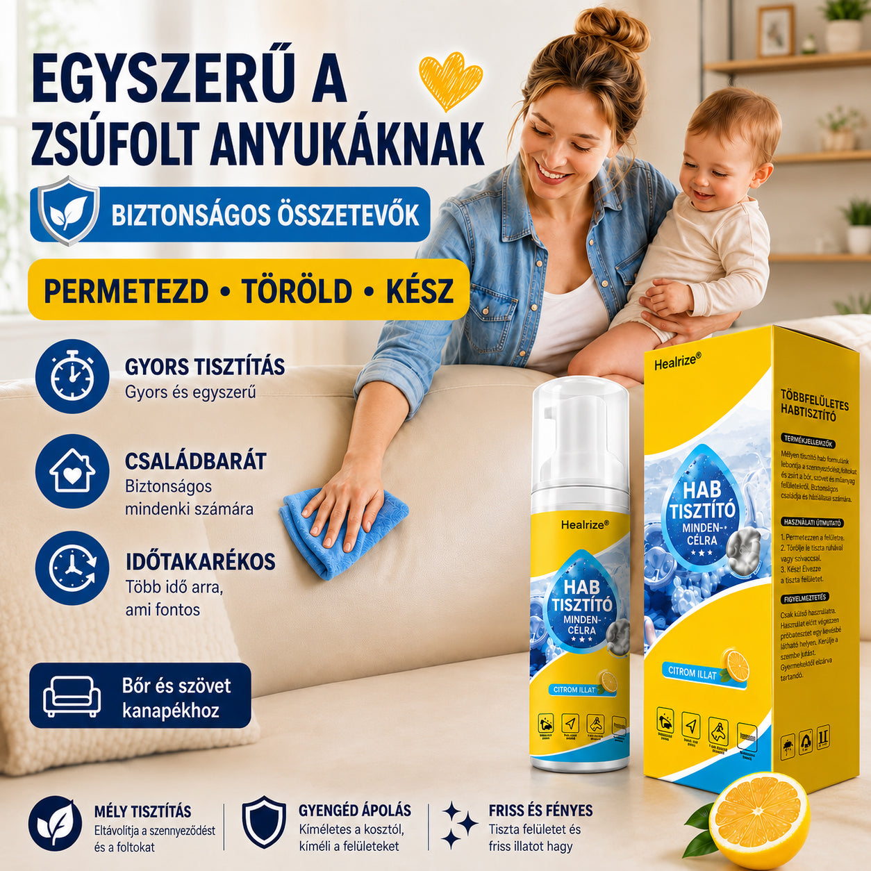 Healrize® 4 az 1-ben multienzimes habtisztító | Mélytisztító hab autóbelsőhöz, kanapéhoz, konyhához és fürdőszobához🐔🐶2