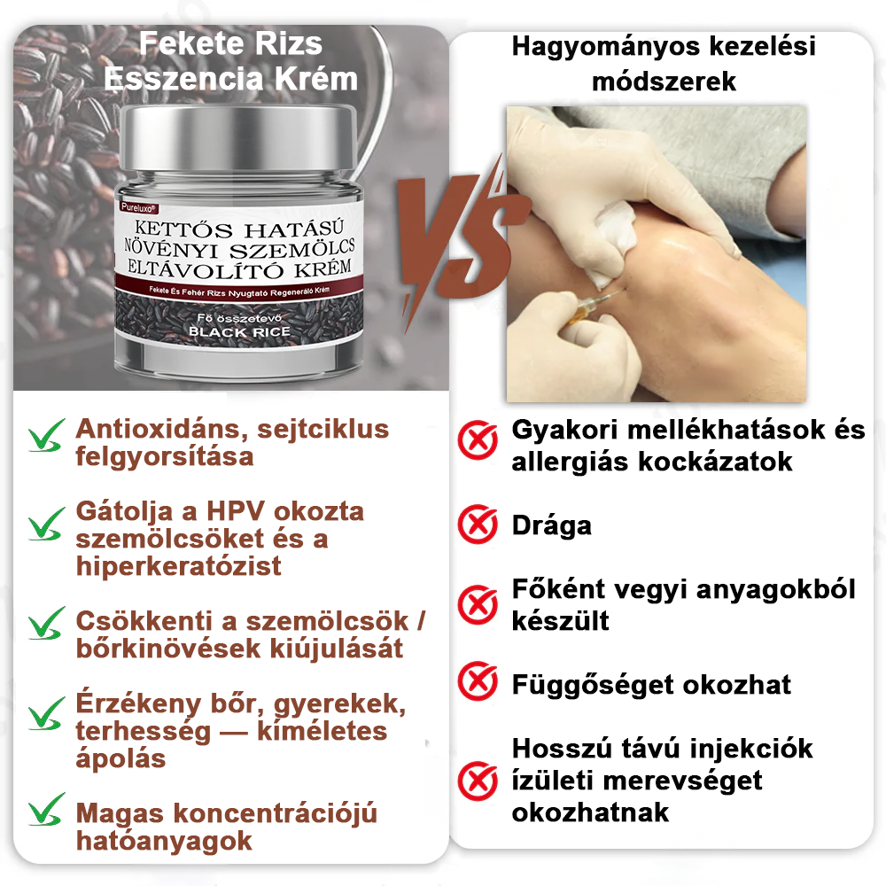 ✅ Healrize® Fekete Rizses Bőrregeneráló Krém 👨‍⚕️ (Szemölcsök, bőrkinövések, foltok és hiperpigmentáció kezelésére)✅✅✅✅