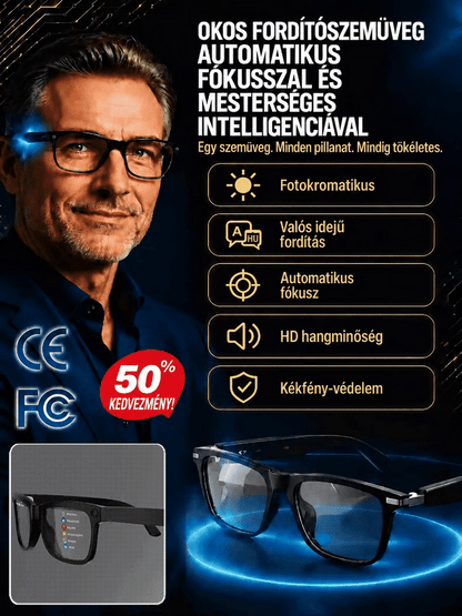 💗Okosszemüvegek zoommal,📶👓 fotokromatikus lencsékkel és valós idejű mesterséges intelligencia általi fordítási képességekkel💗
