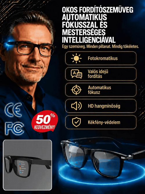 💗Okosszemüvegek zoommal,📶👓 fotokromatikus lencsékkel és valós idejű mesterséges intelligencia általi fordítási képességekkel💗