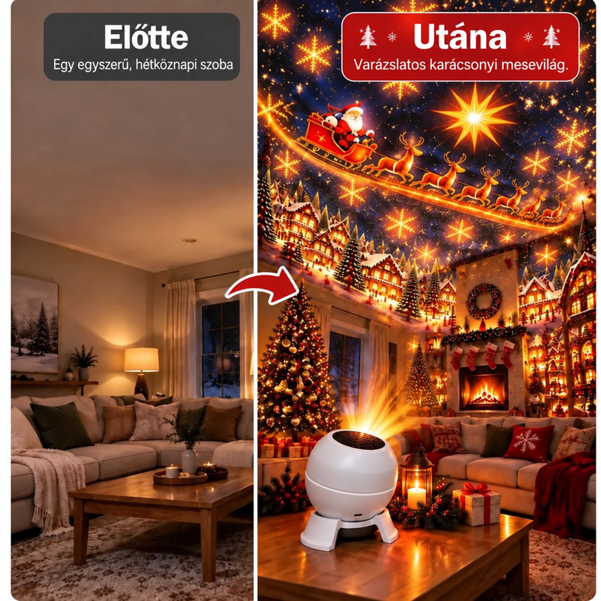🎅🎁7 Varázsolj karácsonyi mesevilágot bármelyik helyiségbe – Ünnepi vetítős éjszakai fény