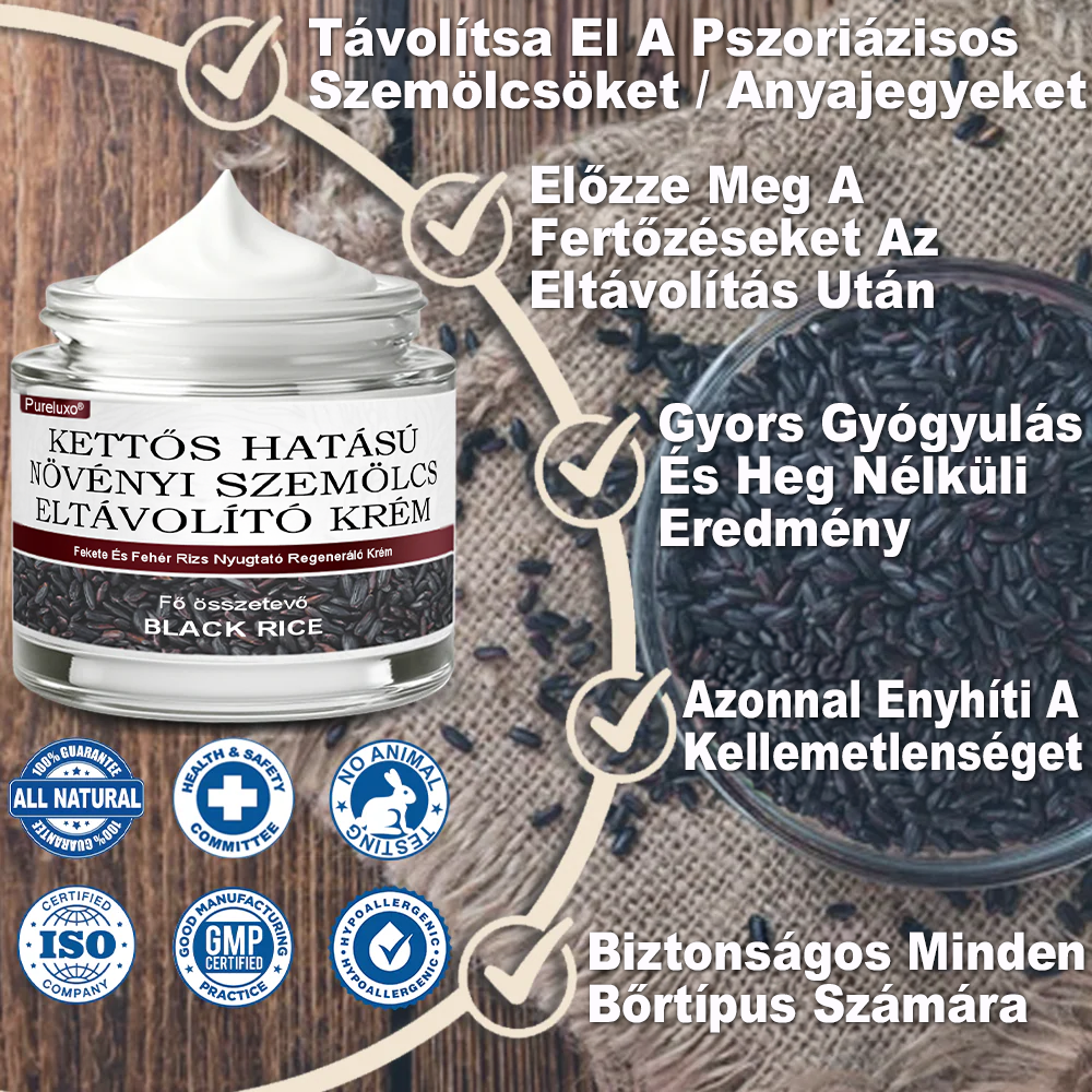 ✅ Healrize® Fekete Rizses Bőrregeneráló Krém 👨‍⚕️ (Szemölcsök, bőrkinövések, foltok és hiperpigmentáció kezelésére)✅✅✅✅