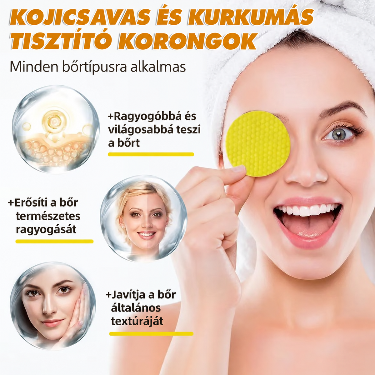 🍋Kurkuma + kojinsav tisztítókorongok, 🧼✨ mélytisztító hatással és ragyogást fokozó napi bőrápolási formulával 🍋