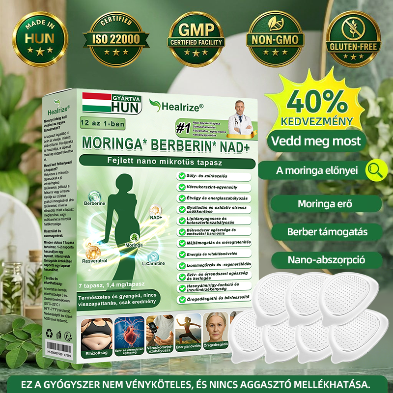 𝑯𝒊𝒗𝒂𝒕𝒂𝒍𝒐𝒔 Á𝒓𝒖𝒉á𝒛 | 👩‍⚕️ Healrize® 12-az-1-ben Moringa * Berberin * NAD+ Fejlett Nano Mikrotűs Tapasz (Napi egyszeri használat, látható változások 7 nap alatt) 🎖️ Elhízás, bőrlazaság, cukorbetegség, alvási apnoe és ízületi problémák esetén 🎖️