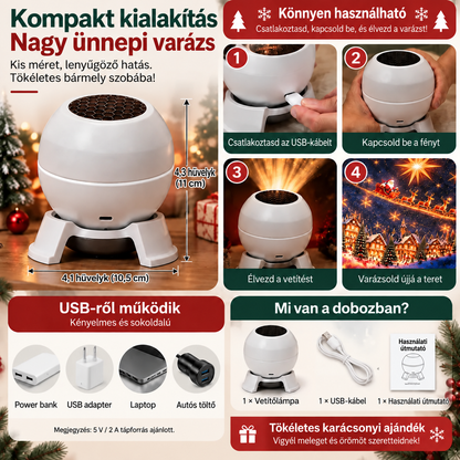 🎅🎁7 Varázsolj karácsonyi mesevilágot bármelyik helyiségbe – Ünnepi vetítős éjszakai fény