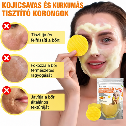 🍋Kurkuma + kojinsav tisztítókorongok, 🧼✨ mélytisztító hatással és ragyogást fokozó napi bőrápolási formulával 🍋