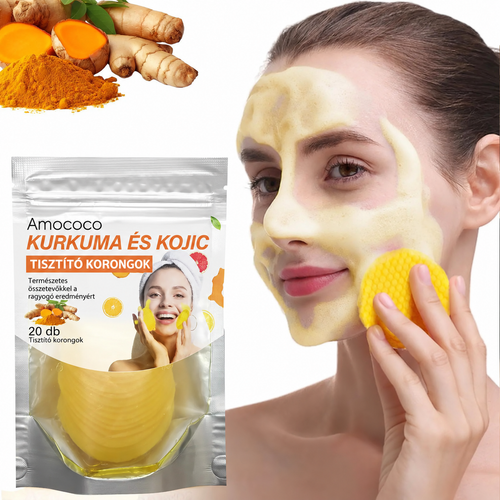 🍋Kurkuma + kojinsav tisztítókorongok, 🧼✨ mélytisztító hatással és ragyogást fokozó napi bőrápolási formulával 🍋