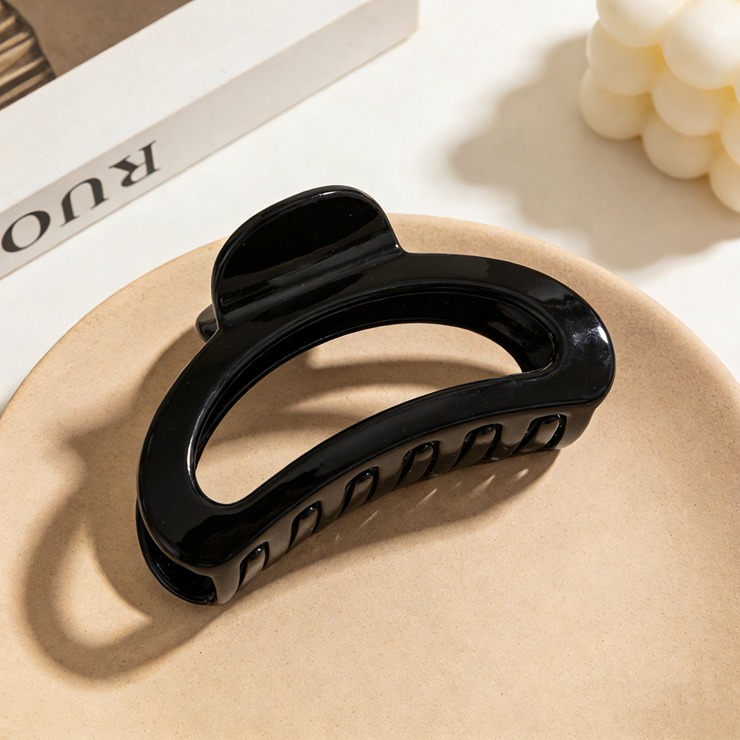 Luxury Korean Black Acrylic Hair Claw | Women's Large Elegant Non-Slip Crab Barrettes