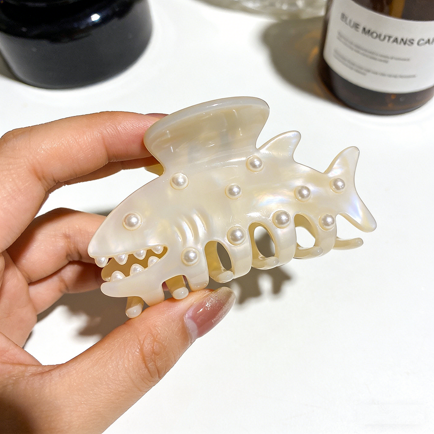 Luxury Korean Acrylic Pearl Hair Claw | Women's Large Non-Slip Crab Shark Barrettes