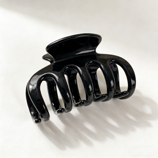 1PC Luxury Black Large Acrylic Hair Claw | Women's Non-Slip Crab Barrettes